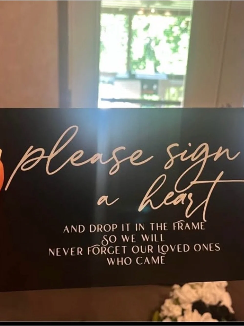 Please Sign a Heart Memorial Wall Sign - Black
